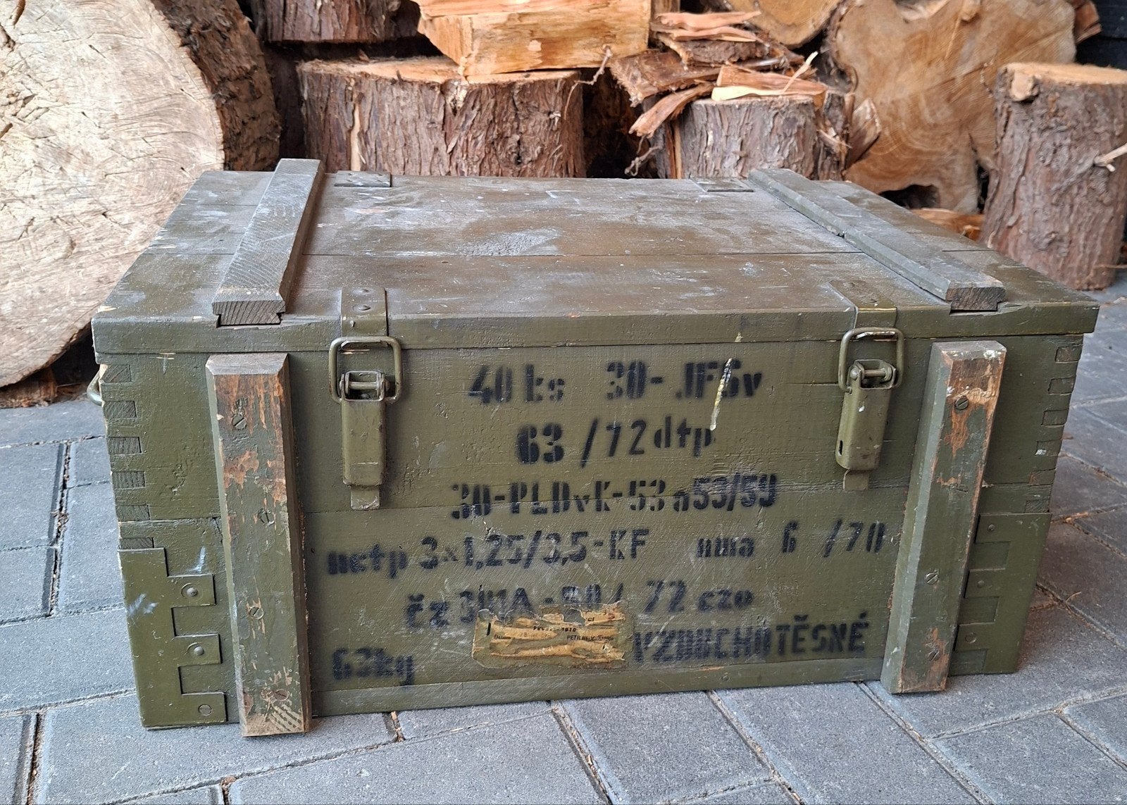 Houten militaire munitie kist, Huis en Inrichting, Woonaccessoires | Kisten, Ophalen, 50 tot 100 cm, Minder dan 50 cm