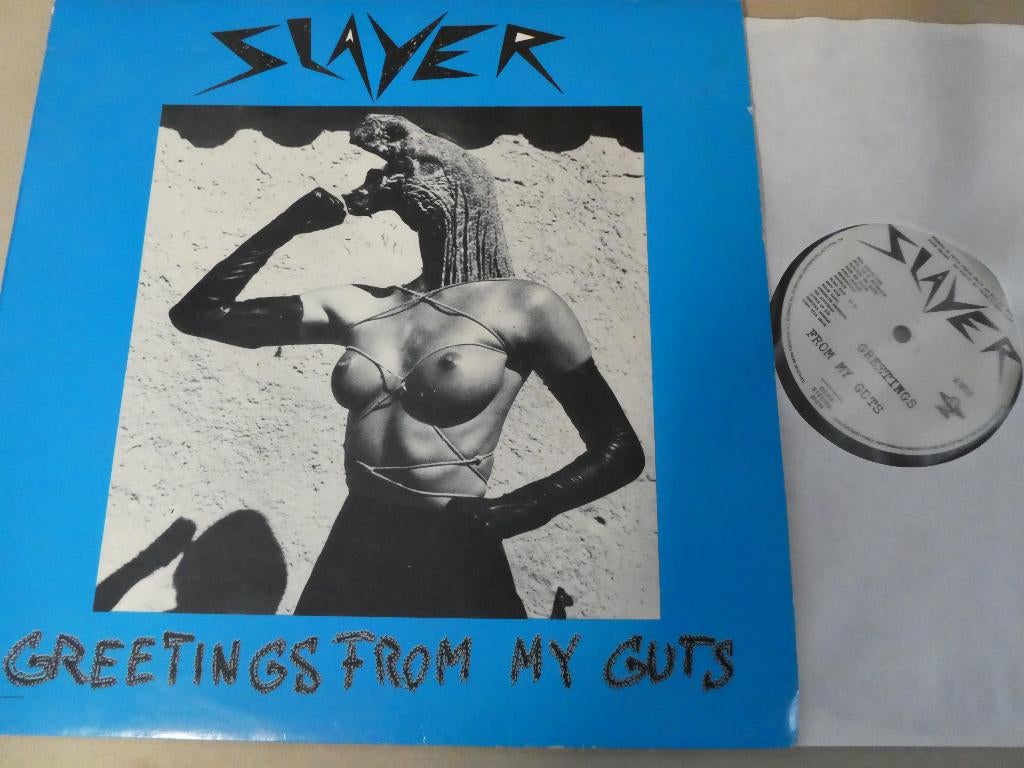 Slayer – Greetings From My Guts (1984), Cd's en Dvd's, Vinyl | Hardrock en Metal, Beschermende buitenhoes, Verzenden, Zo goed als nieuw