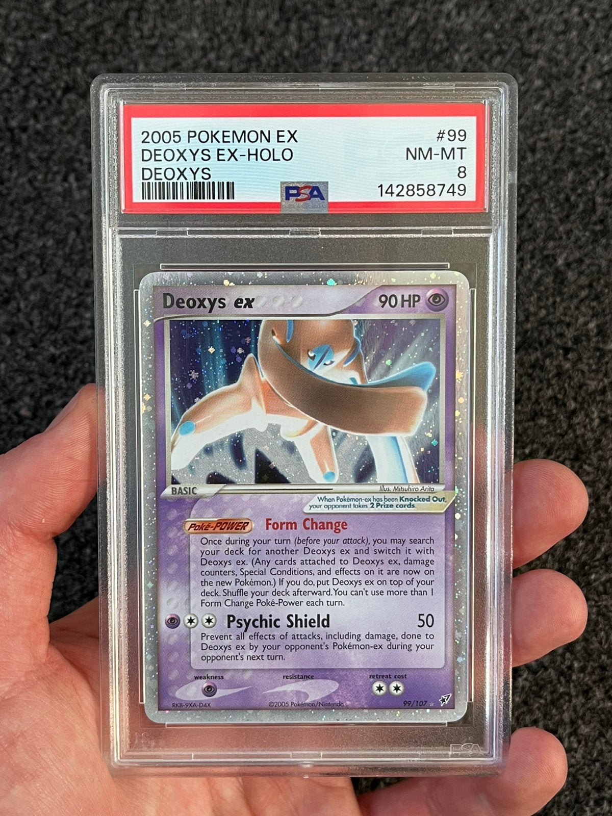 Pokémon PSA 8 Deoxys EX holo #99 ex deoxys set, Ophalen of Verzenden, Zo goed als nieuw, Losse kaart, Foil
