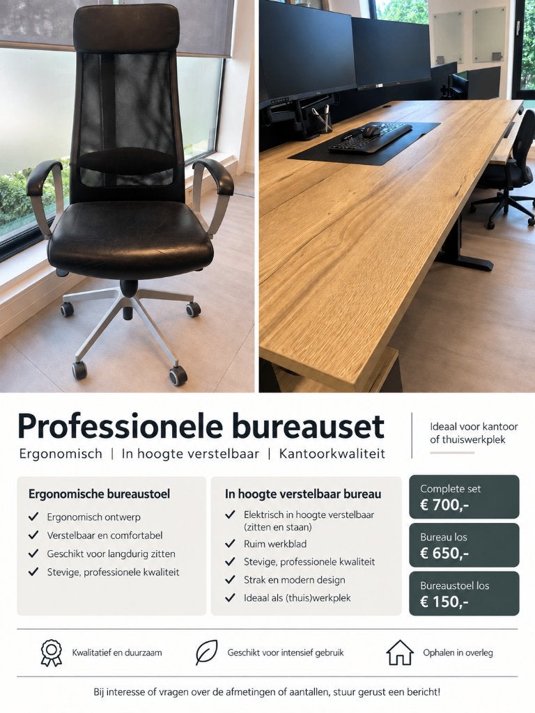Ergonomische bureauset – elektrisch verstelbaar
