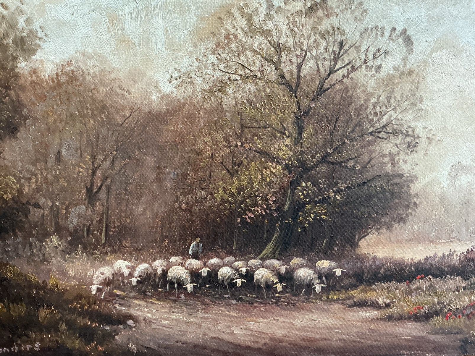 Heidelandschap met schapen H.Sanders, Ophalen of Verzenden
