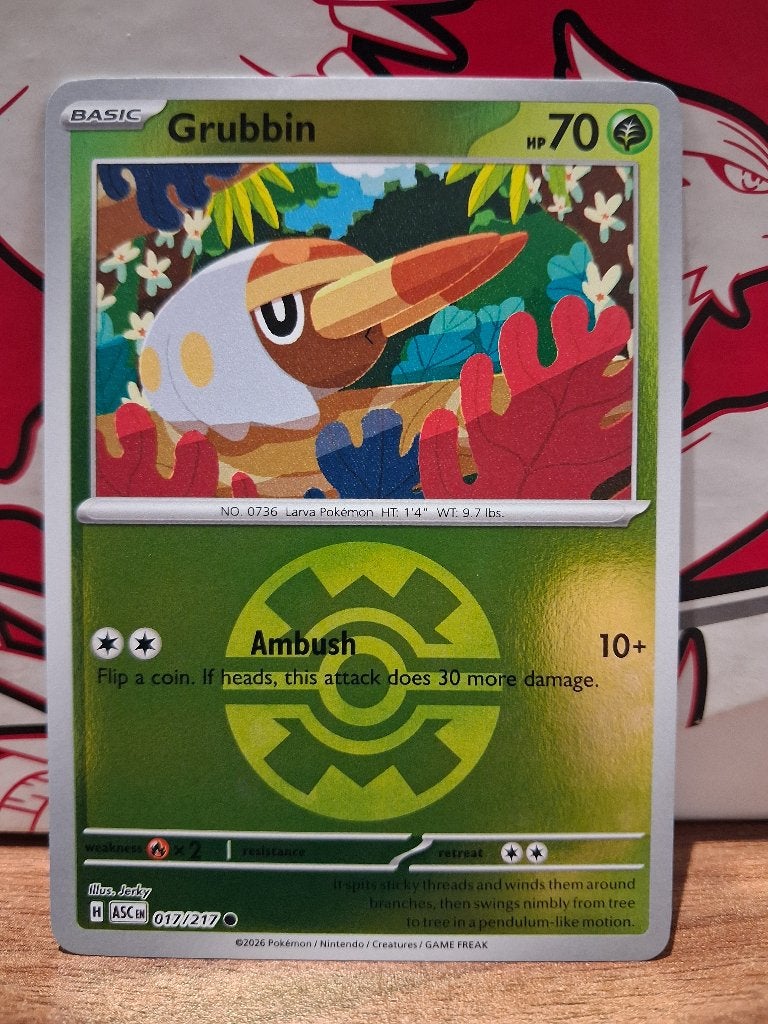 Pokemon Grubbin ASC 017/217 pokeball, Ophalen of Verzenden, Nieuw, Losse kaart
