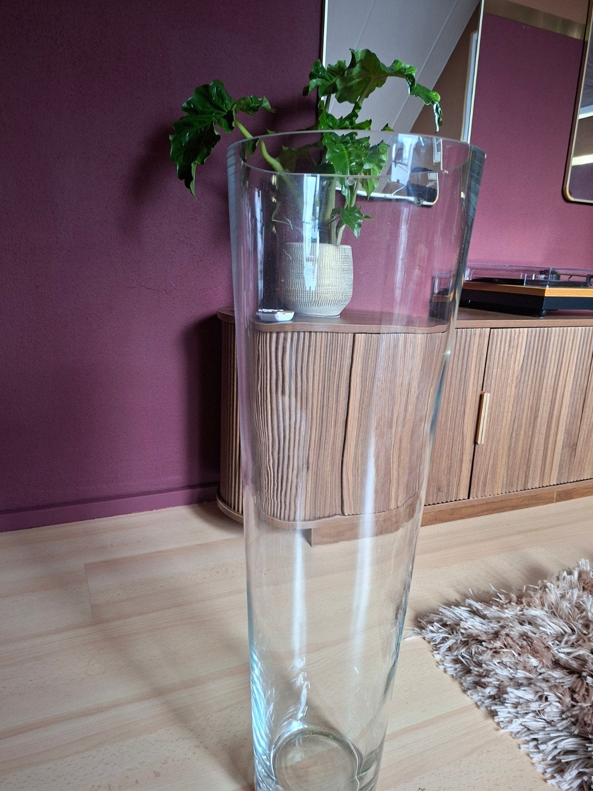 Grote glazen vaas - 70 cm hoog, Ophalen, Zo goed als nieuw, Transparant, Glas