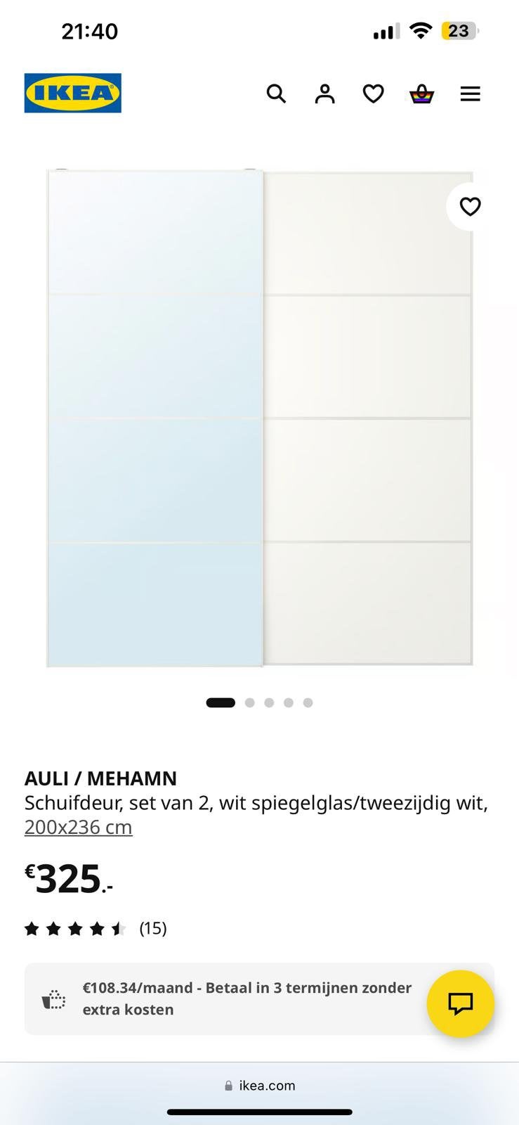 Auli / Mehamn schuifdeuren ikea, Huis en Inrichting, Ophalen, Zo goed als nieuw, 50 tot 75 cm, 200 cm of meer