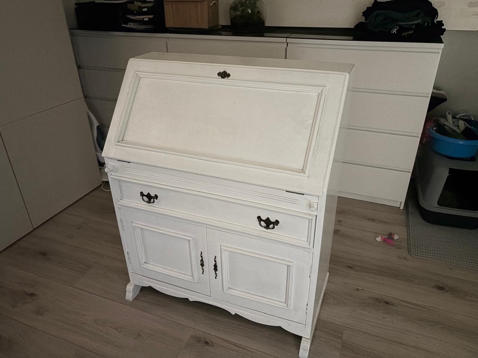 wit secretaire bureau met opbergruimte, Ophalen