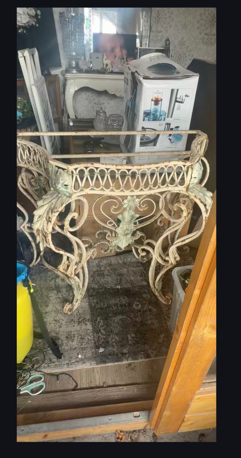 Antiek wandtafeltje smeedijzer, Ophalen, Ovaal, 50 tot 100 cm, Minder dan 100 cm