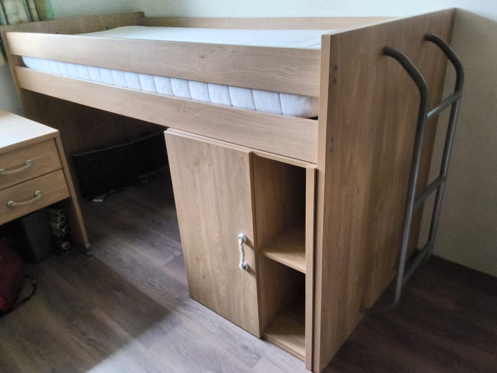 Halfhoogslaper met kast en bureau (90x200 cm), Ophalen, Gebruikt, Eenpersoons, 90 cm