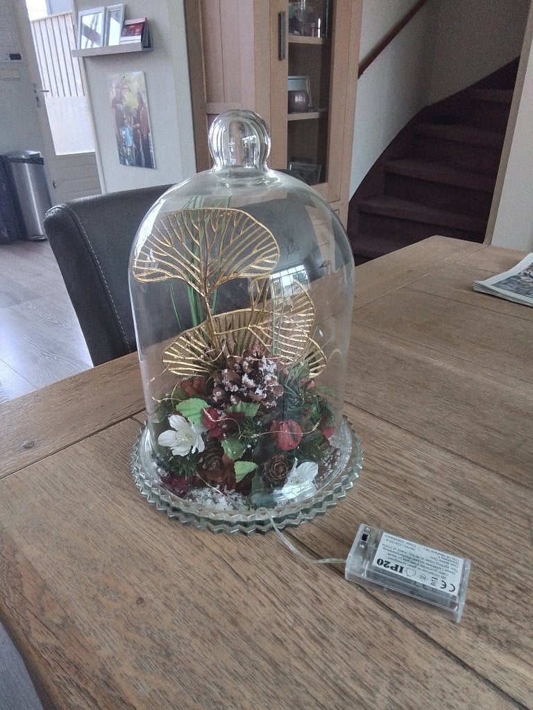 Glazen stolp, Huis en Inrichting, Woonaccessoires | Stolpen, Ophalen of Verzenden, Gebruikt, Met verlichting, 16 cm