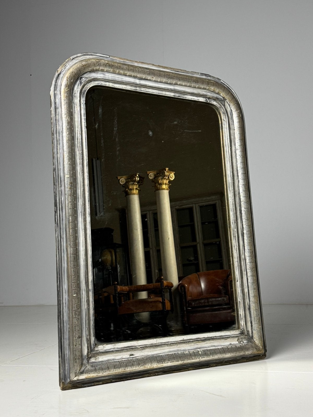 Verzilverde spiegel Louis Philippe 19e eeuw, Ophalen, Rechthoekig, Minder dan 50 cm