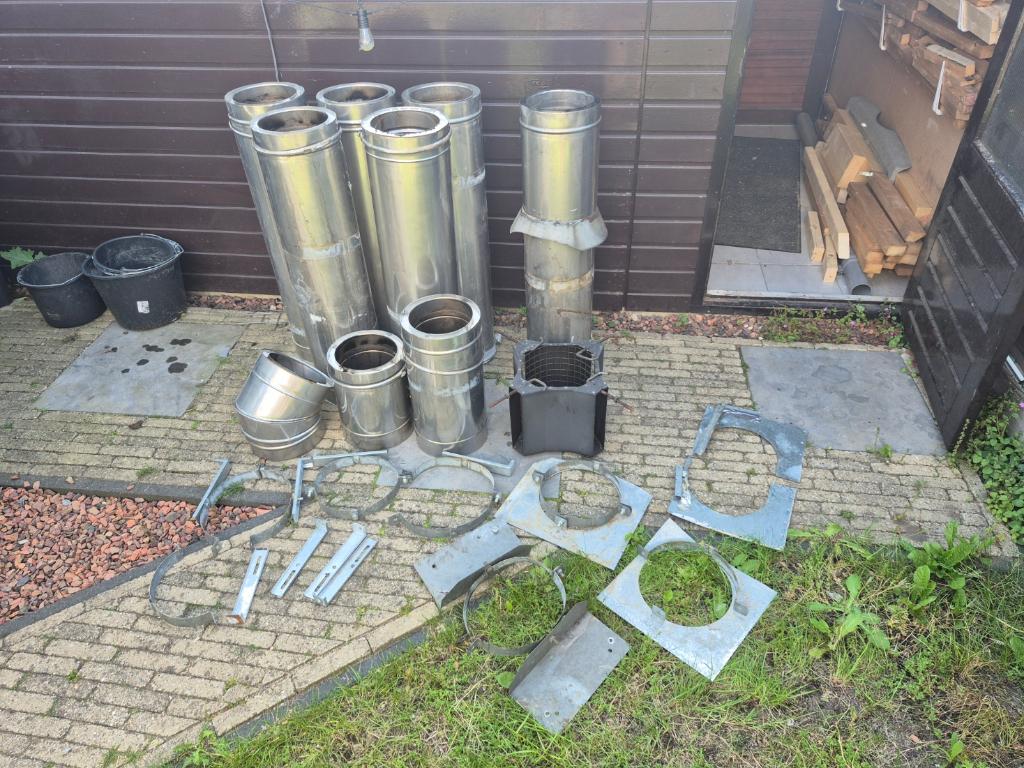 Dubbelwandig geïsoleerde rookkanaal 250mm + accessoires, Ophalen, Gebruikt, 6 meter of meer, Overige typen