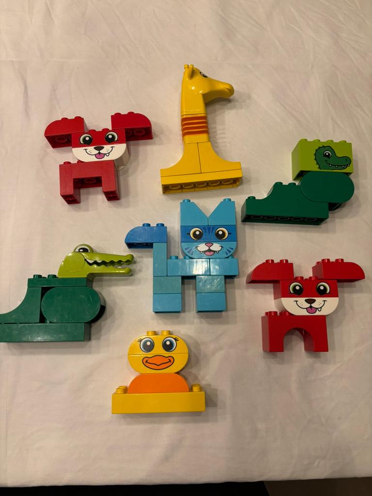 Lego leuke duplo dieren figuren set 7 stuks hond kat giraffe, Ophalen of Verzenden, Zo goed als nieuw, Complete set, Duplo