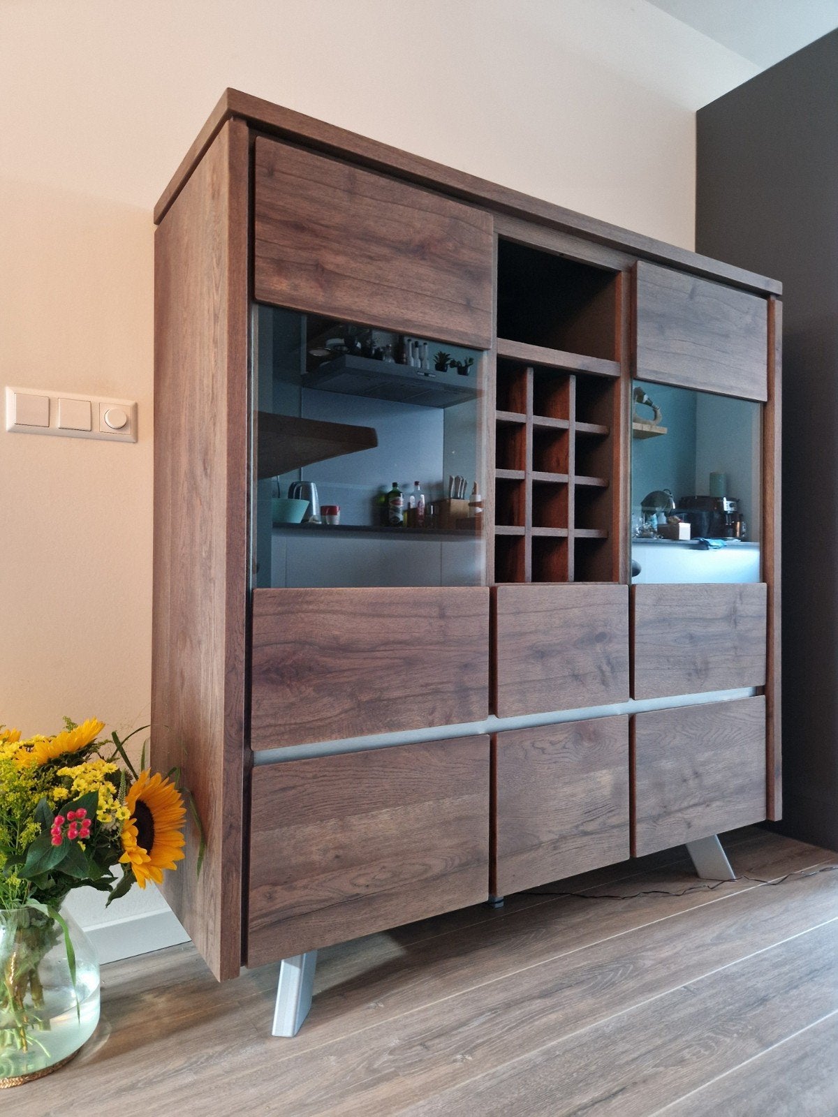 Houten kast/wijnkast/highboard, Huis en Inrichting, Ophalen, 100 tot 150 cm, 100 tot 150 cm, 25 tot 50 cm