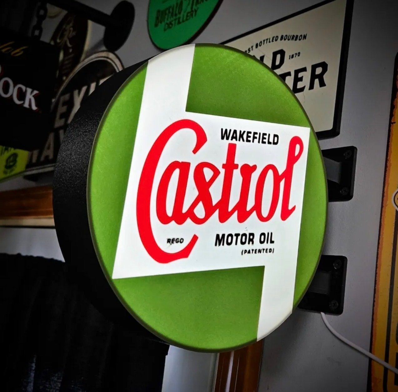 Dubbelzijdige Castrol Motor Oil Lichtbak - 26cm, Verzamelen, Verzenden, Nieuw, Lichtbak of (neon) lamp