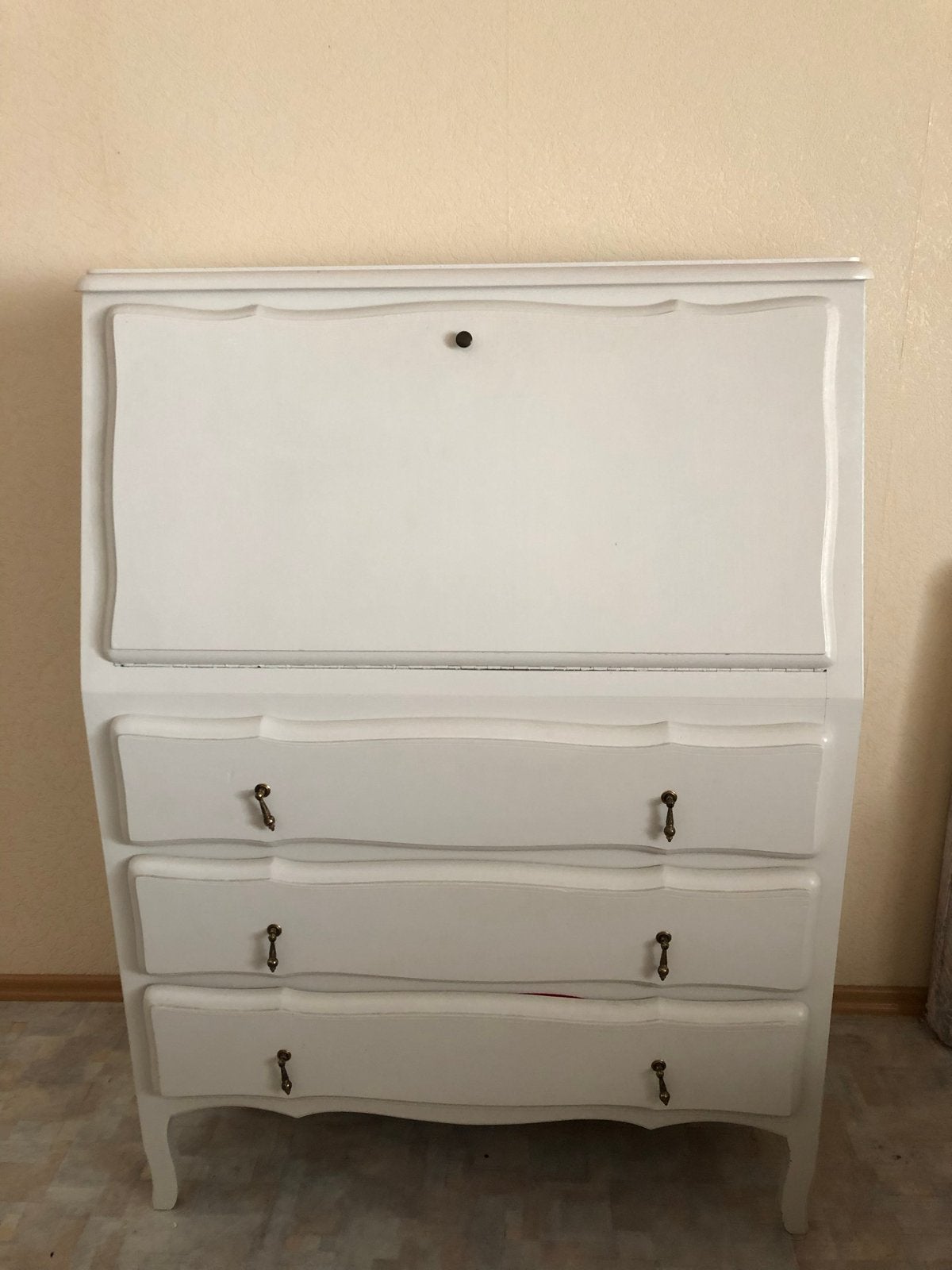 Vintage wit secretaire met lades, Huis en Inrichting, Kasten | Secretaires, Ophalen, Gebruikt