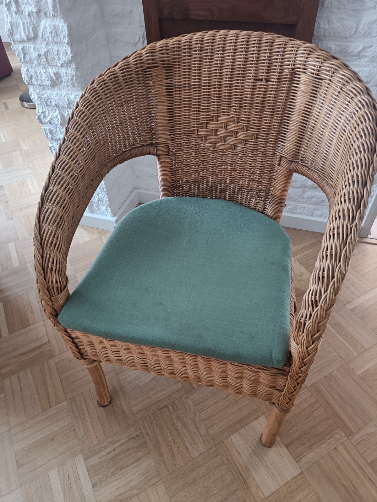 Rieten fauteuiltje, Ophalen, Gebruikt, Bruin, Riet of Rotan