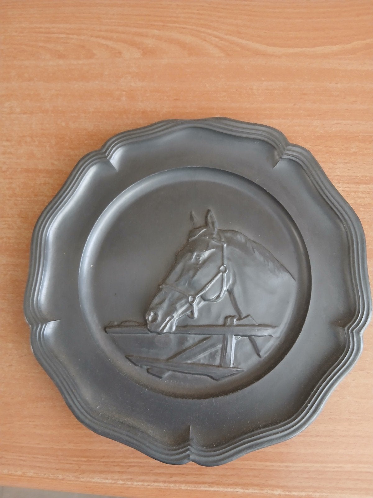 Vintage tinnen wandbord met paardenmotief, Ophalen of Verzenden