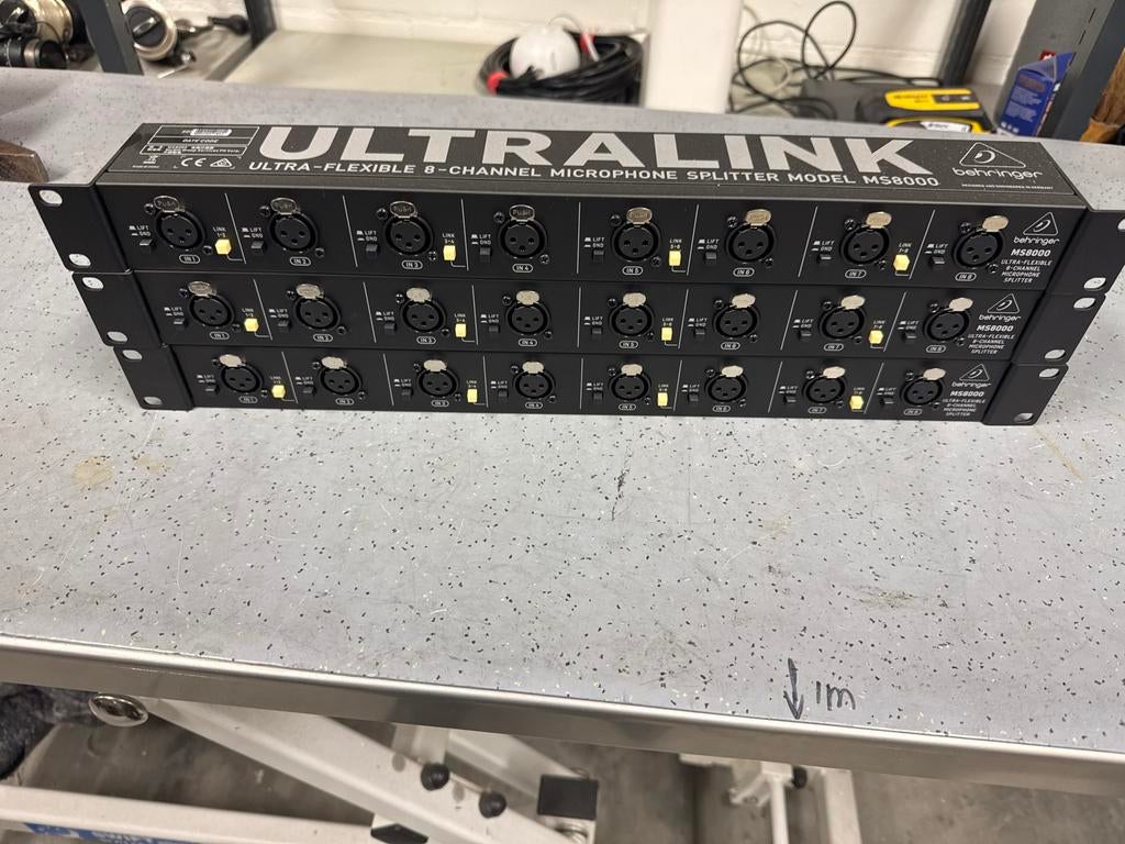 3x Behringer Ultralink MS8000 Microfoon Splitter - Nieuw, Ophalen of Verzenden, Nieuw, 10 tot 20 kanalen, Microfooningang