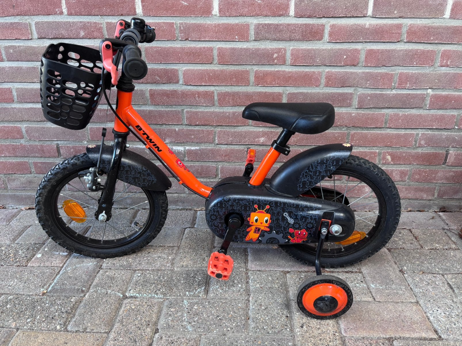 Btwin kinderfiets 14 inch, Ophalen, Zijwieltjes, Velgrem, Minder dan 16 inch