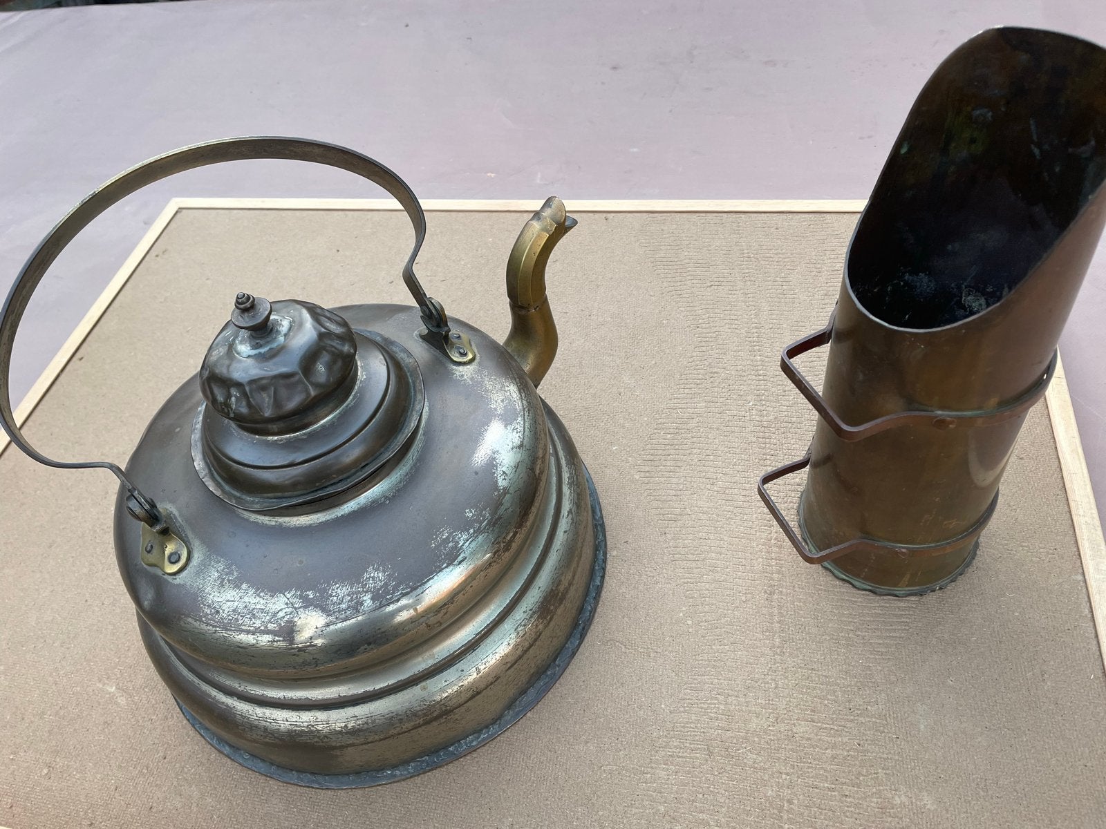 Antieke koperen waterketel en kolenschep, Antiek en Kunst, Ophalen of Verzenden, Koper