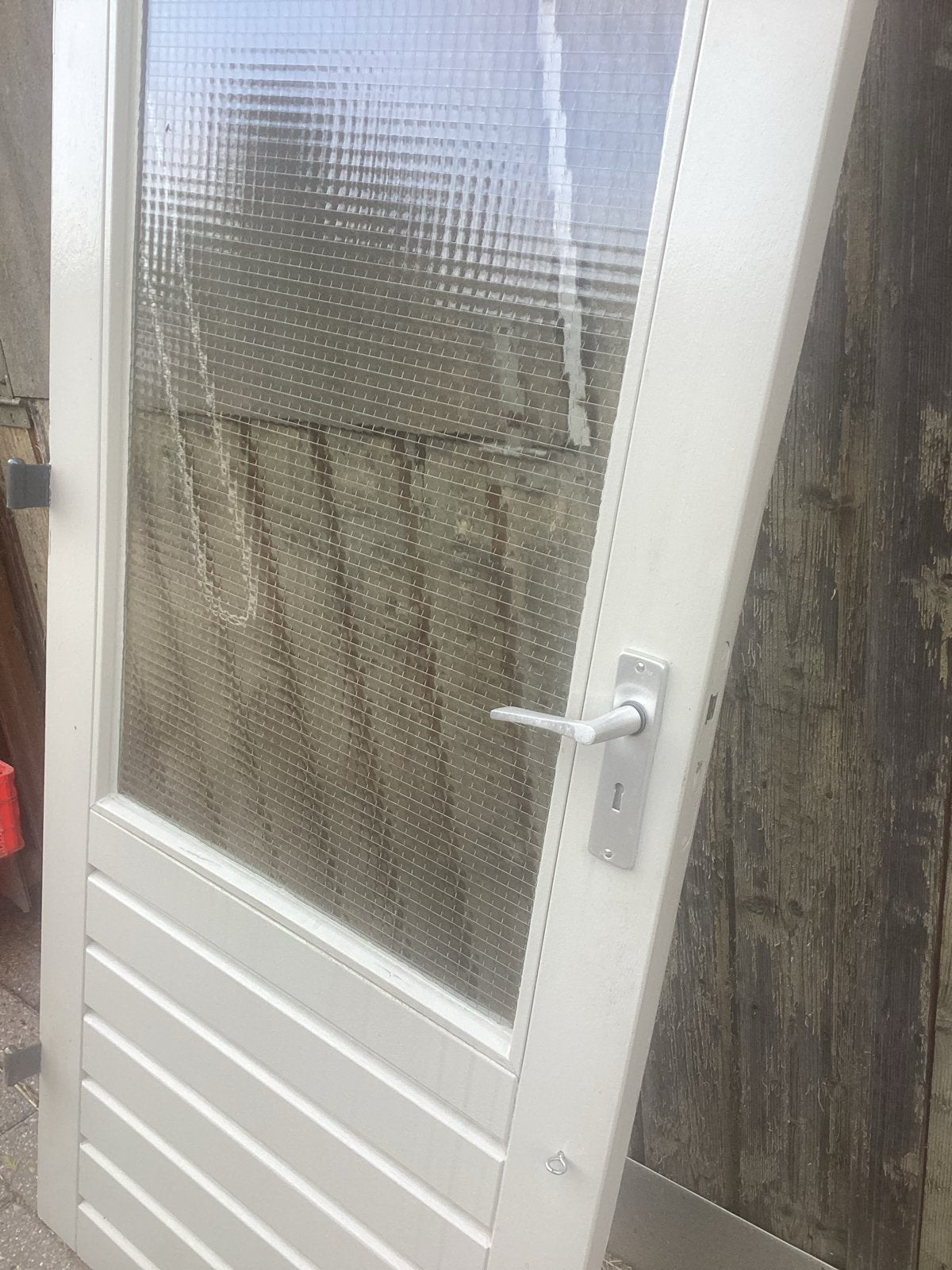 Hardhouten achterdeur staldeur met draadglas, Ophalen, Zo goed als nieuw, Hout, Overige typen