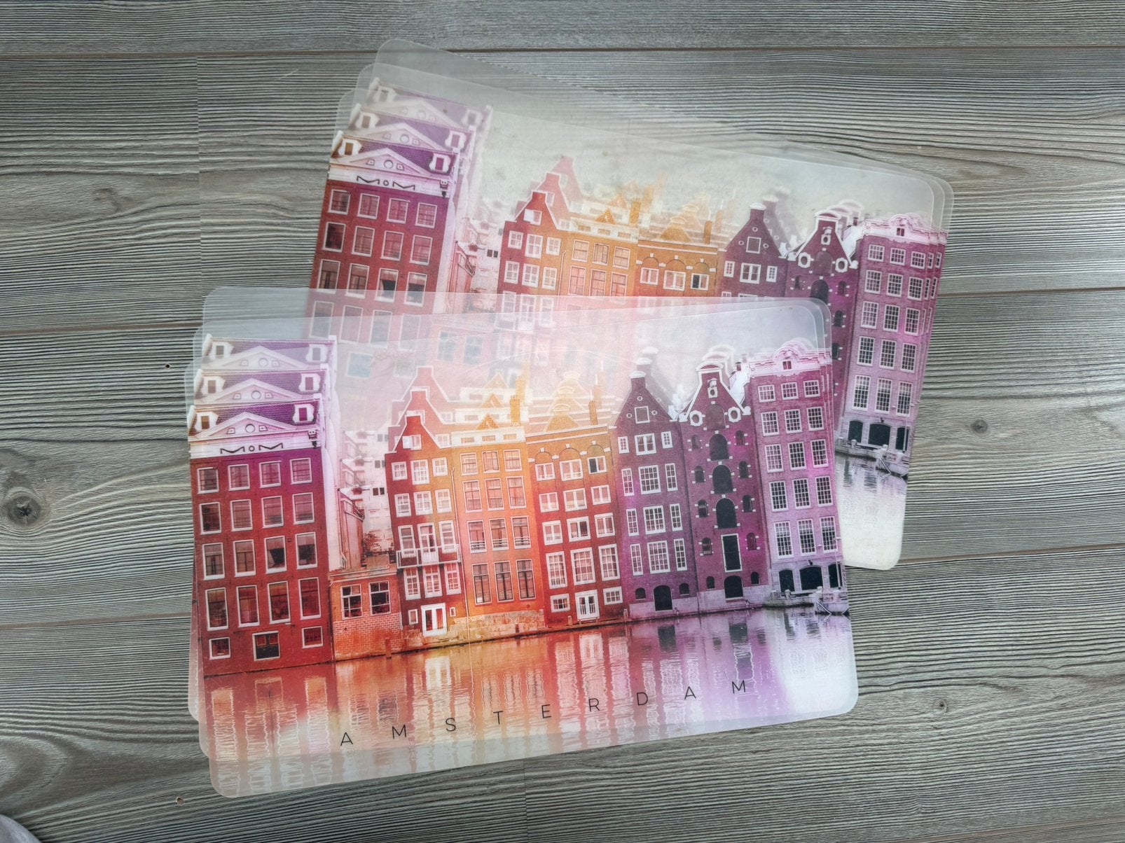Set van 6 Amsterdamse grachtenpand onderzetters, Ophalen, Nieuw, Glas of Kopje