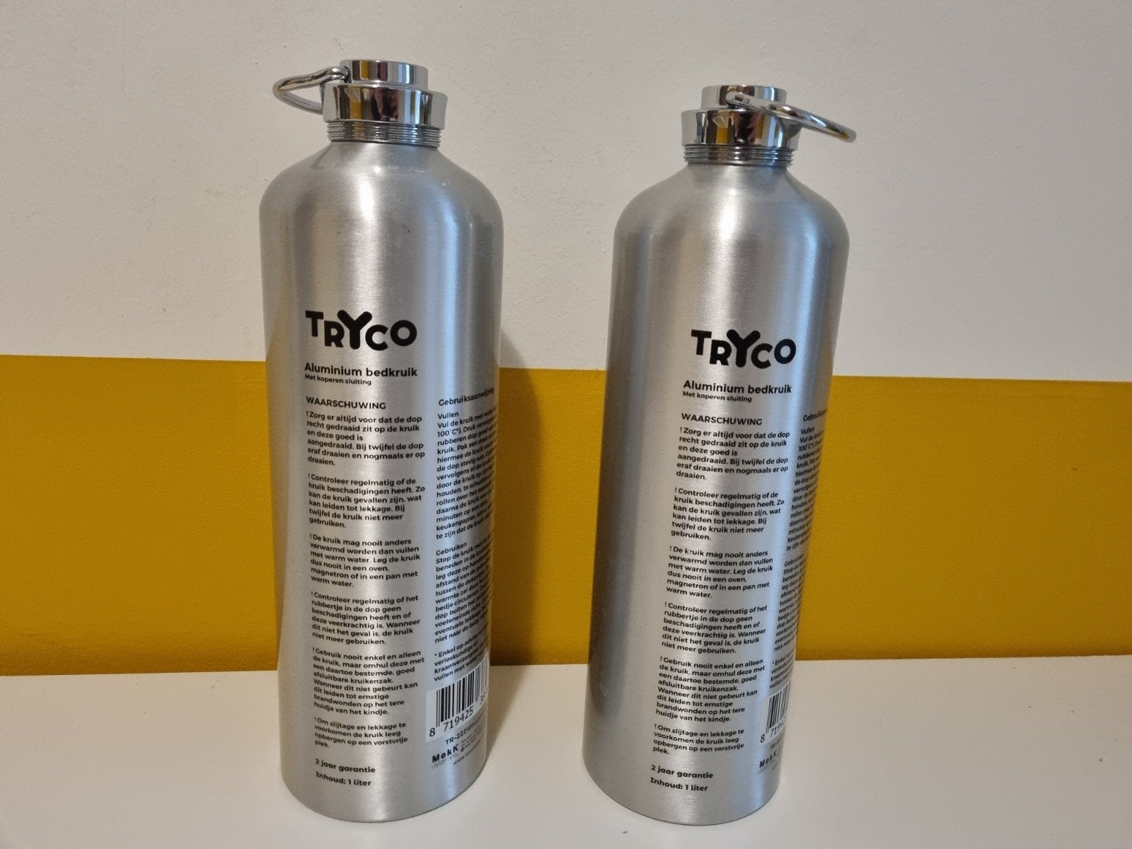 Tryco Aluminium Kruiken (2 stuks) met Kruikzakken, Kinderen en Baby's, Badjes en Verzorging, Ophalen of Verzenden, Zo goed als nieuw