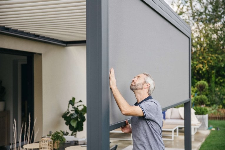 Somfy screen 245x200cm b x h, Tuin en Terras, Zonneschermen, Ophalen, Zo goed als nieuw