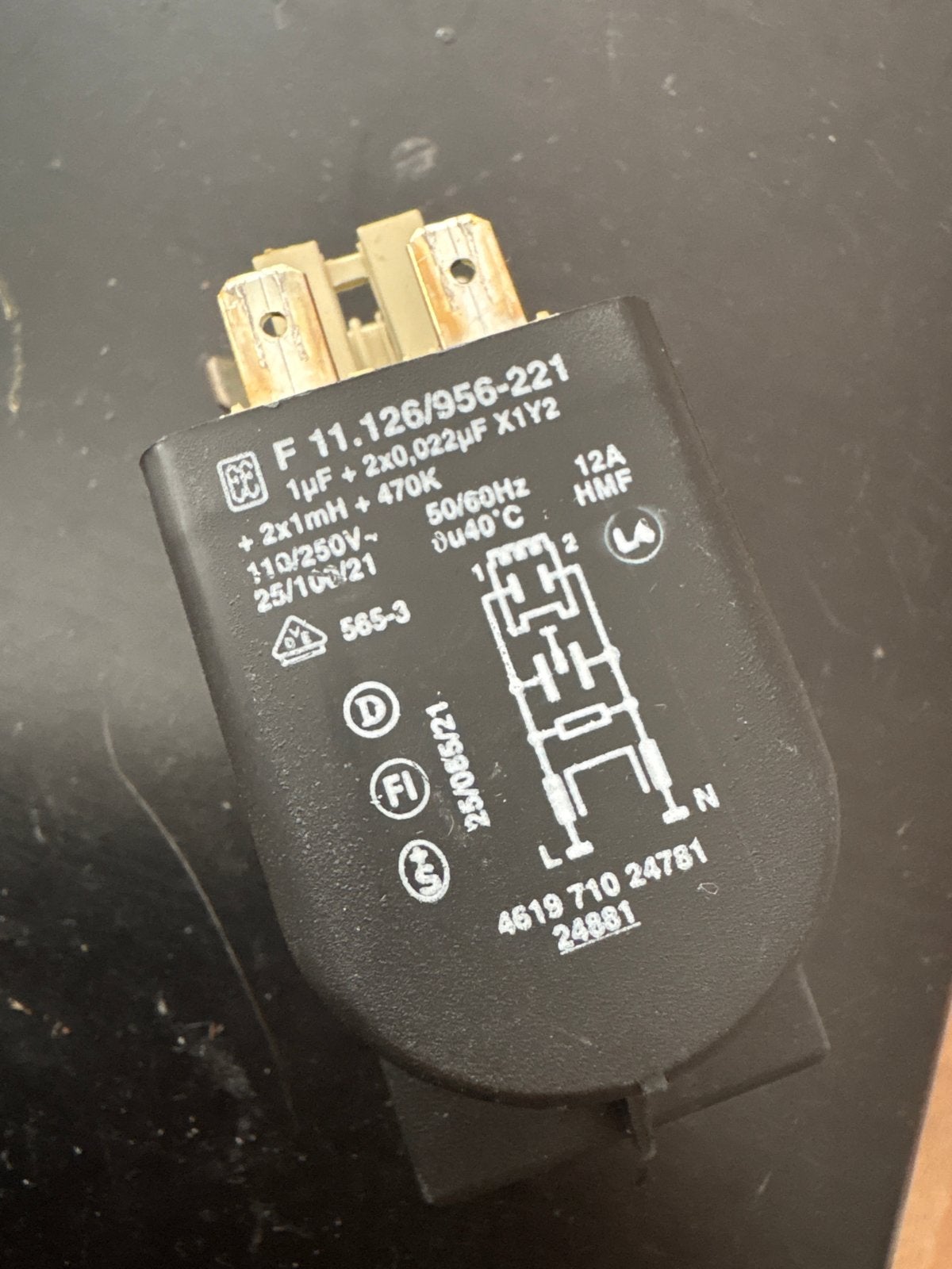 Condensator F11.126/956-221 voor WA8788 wasmachine, Ophalen of Verzenden, Gebruikt
