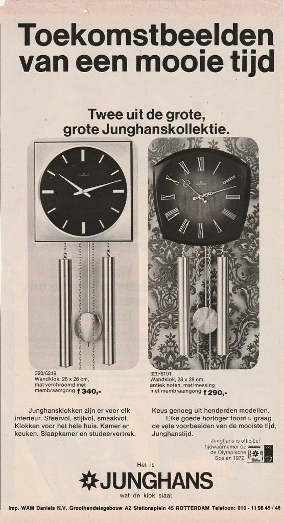 Retro reclame 1972 Junghans Rotterdam klokken wandklok, Verzamelen, Verzenden, Overige typen