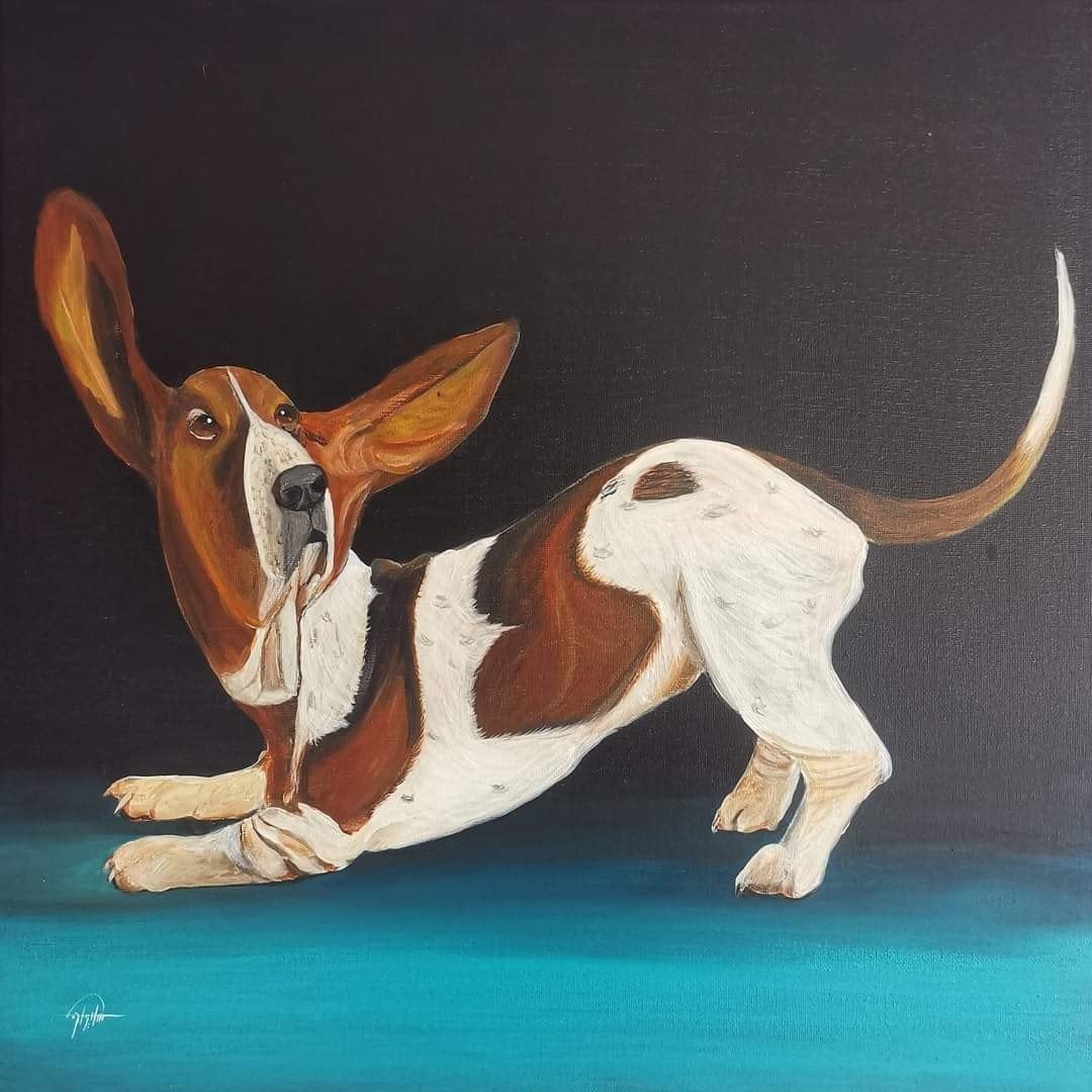 Hond yoga schilderij, Ophalen of Verzenden