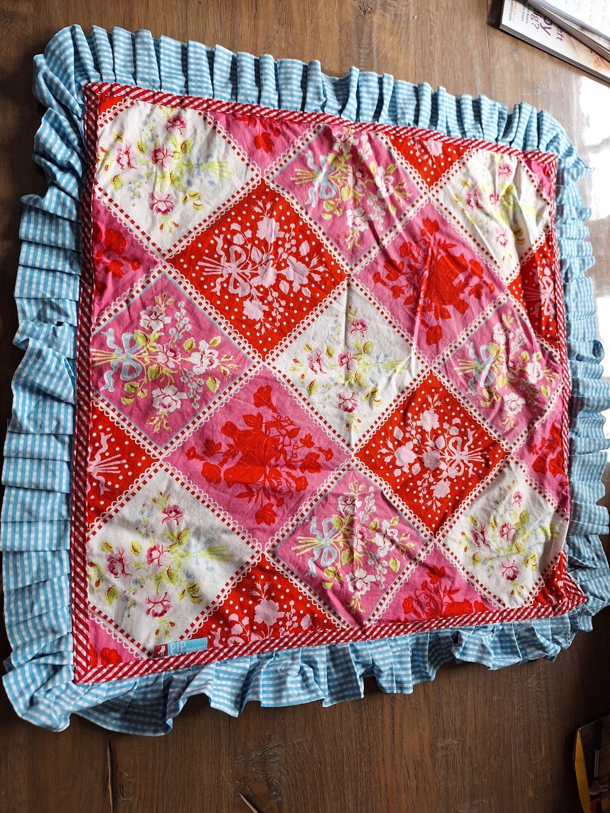 Pip Studio Kussensloop 44x44cm - Bloemen en Ruitjes, Meerkleurig, Pip Studio, Ophalen of Verzenden, Zo goed als nieuw