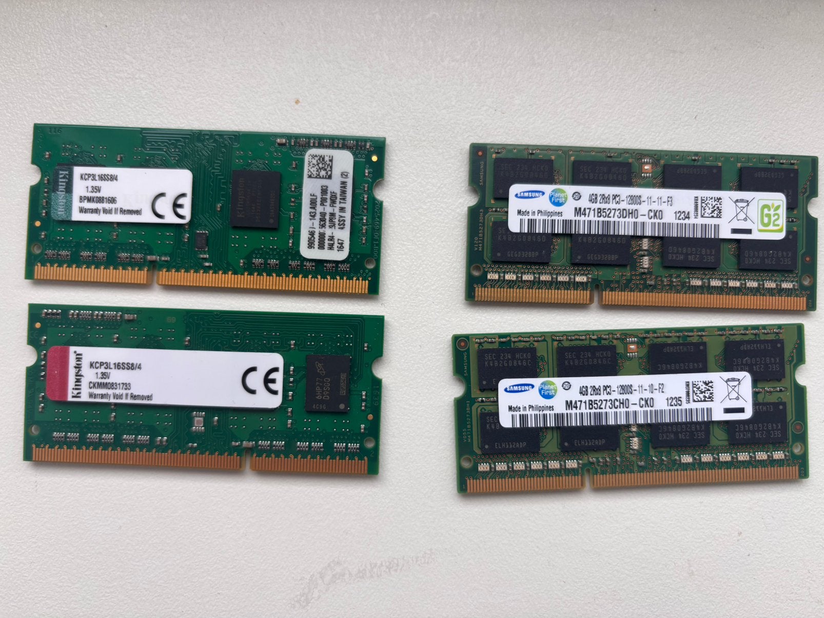 4x 4gb 2Rx8 PC3 12800s sodim, Computers en Software, RAM geheugen, DDR3, Ophalen of Verzenden, Zo goed als nieuw, Laptop