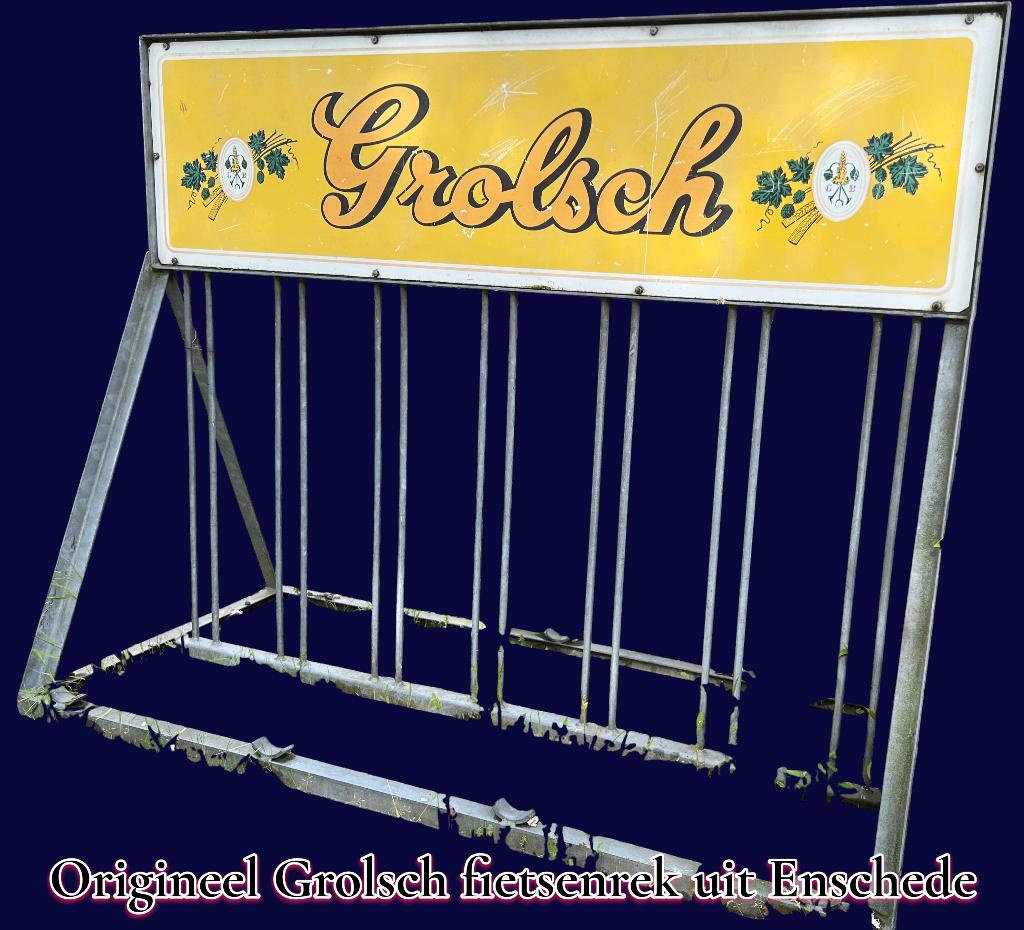 Grolsch fietsenrek, Ophalen, Gebruikt, Reclamebord, Plaat of Schild, Grolsch