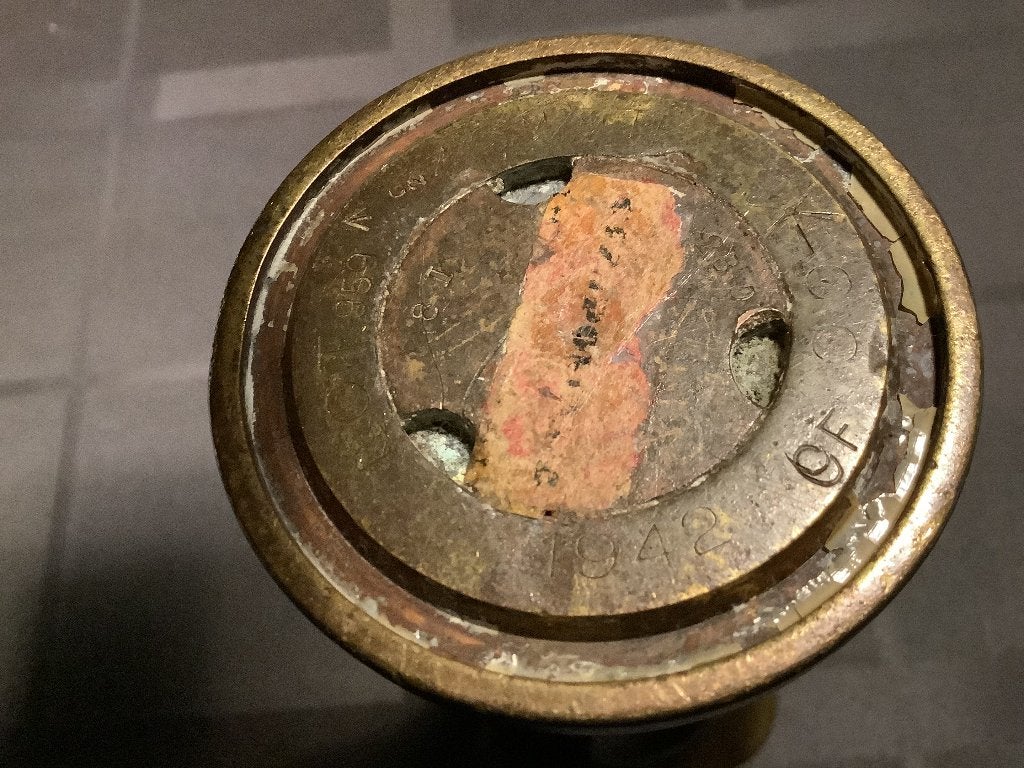 Koperen huls, vaasje van granaat 2de wereldoorlog, Verzamelen, Ophalen of Verzenden, Nederland, Hulzen of Bodemvondsten