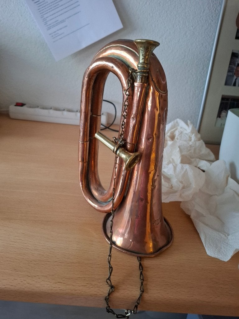 Antieke koperen bugel / militaire signaalhoorn -., Ophalen, Gebruikt, Overige typen