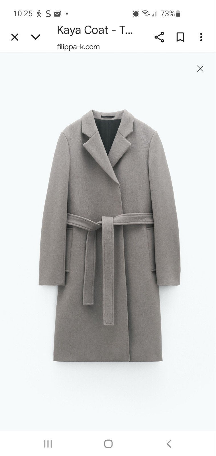 Filippa K Kaya Coat - Stijlvolle Grijze Jas met Ceintuur, Kleding | Dames, Maat 38/40 (M), Ophalen of Verzenden, Grijs, Filippa K