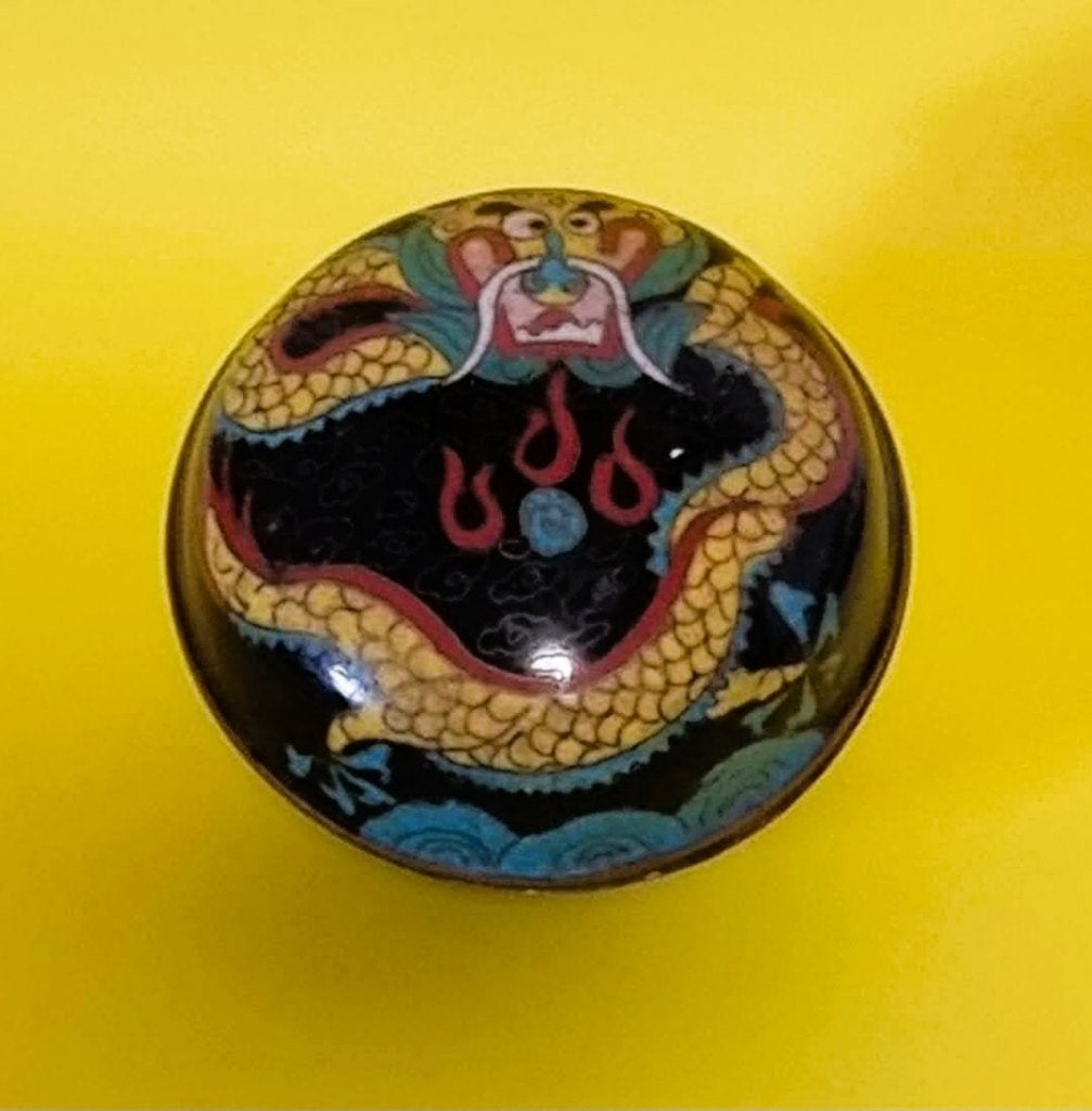 Antiek cloisonne doosje met Draken Decor., Ophalen of Verzenden