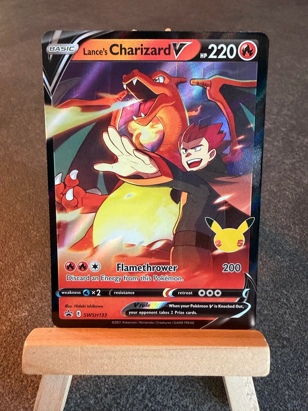 Lance's Charizard V SWSH133 Sword & Shield Promo - Pokemon, Ophalen of Verzenden, Zo goed als nieuw, Losse kaart, Foil