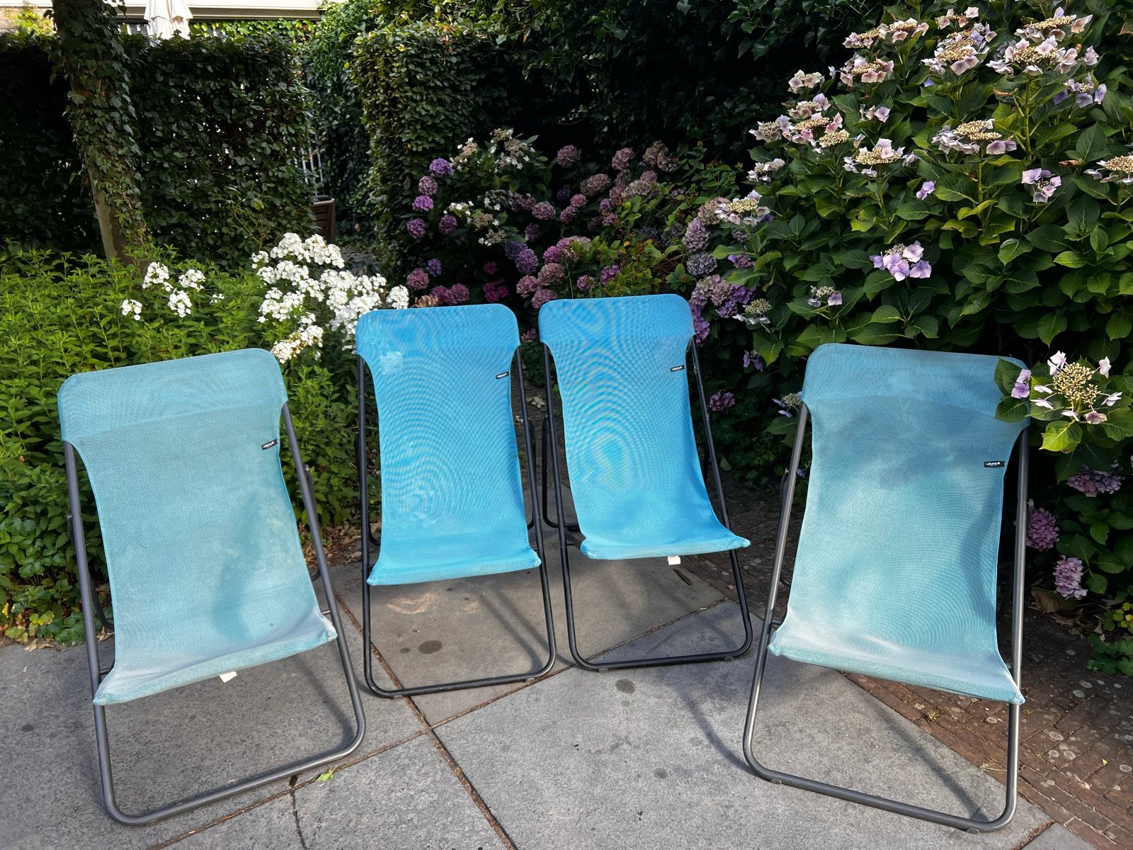 4x Lafuma Inklapbare Stoelen -  Blauw, Ophalen, Gebruikt, Textileen, Inklapbaar