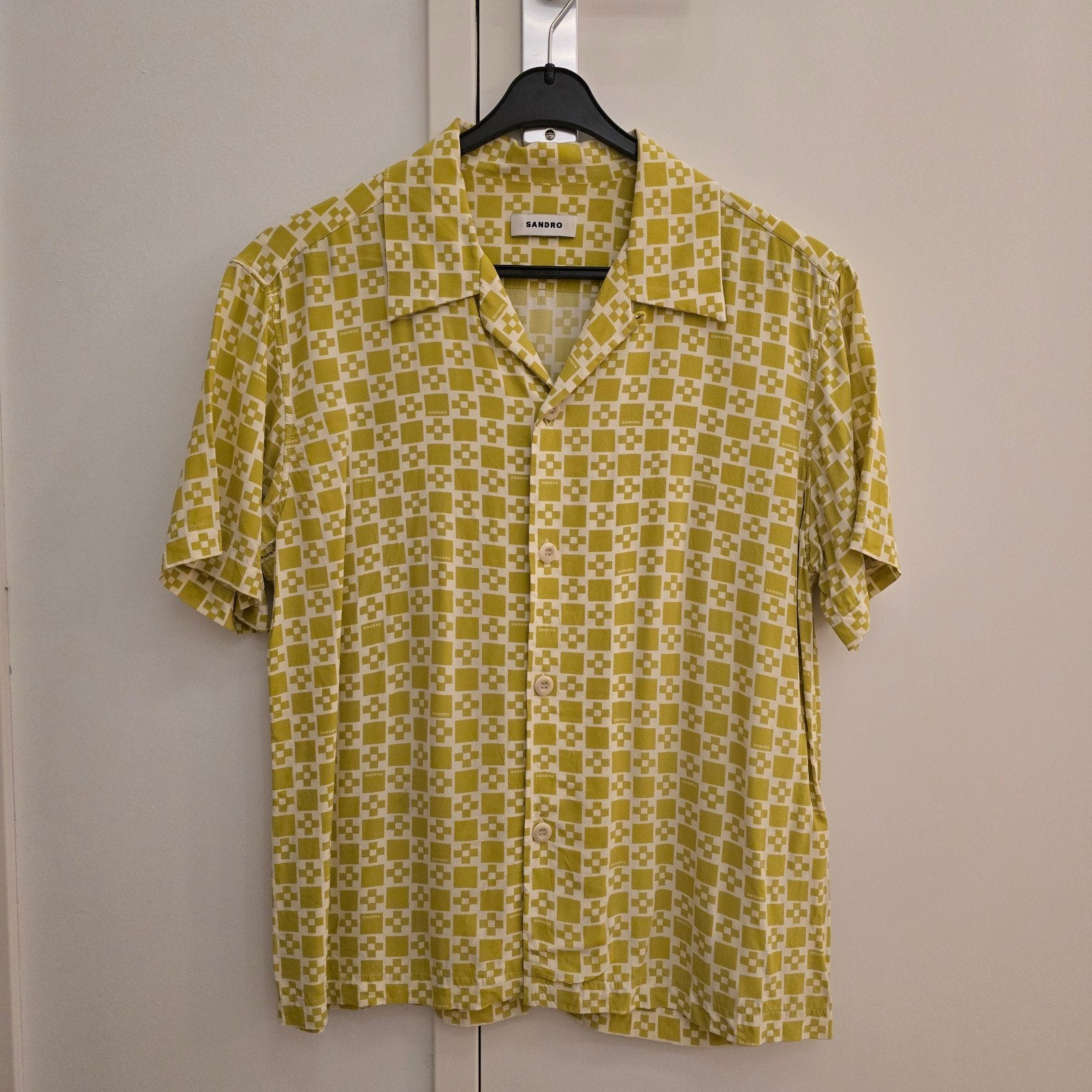 Sandro Heren Overhemd Maat S - Geel/Wit Geruit, Kleding | Heren, Ophalen of Verzenden, Zo goed als nieuw, Geel, Sandro