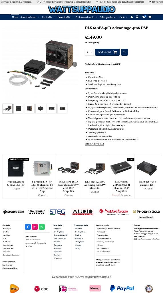 DLS 610PA46D Advantage 4to6 DSP / Digital Sound Processor, Info@optimount.nl, Nieuw, Ophalen of Verzenden, Anholtseweg 48A 7091 HB DINXPERLO