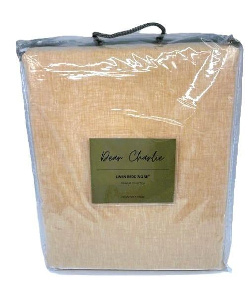 100% linnen dekbedovertrek 240x220 met slopen Pastel Oranje, Dekbedovertrek, Oranje, Ophalen of Verzenden, Nieuw