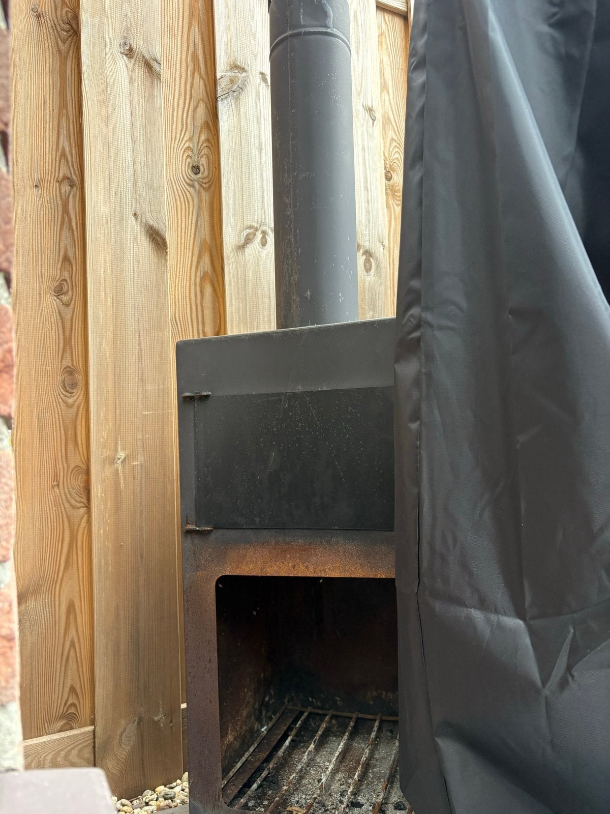 Terraskachel met pizzaoven - Zwart, 38,4x42x136 cm, Tuin en Terras, Ophalen, Gebruikt