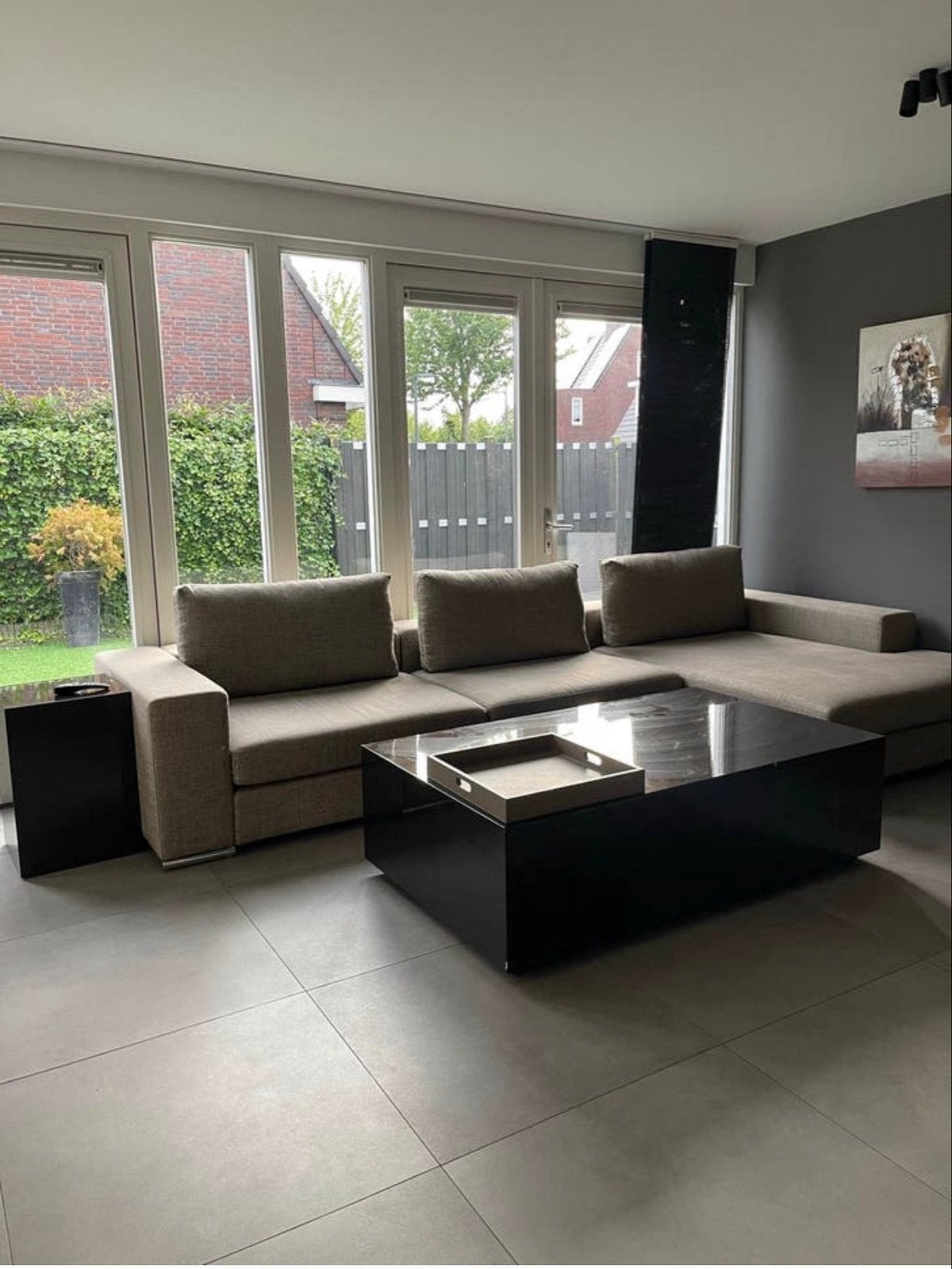Chique salontafel Erik Kuster stijl met zuil, Overige materialen, 100 tot 150 cm, Ophalen of Verzenden, Zo goed als nieuw
