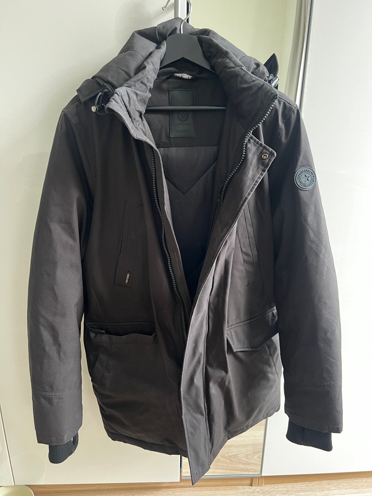 Heren winterjas Airforce, maat M, Ophalen, Gedragen, Maat 48/50 (M), Zwart