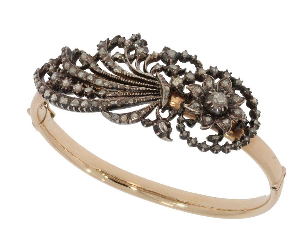 Slaven armband 87 diamanten 14k goud zeer fraai antiek dames, Sieraden, Tassen en Uiterlijk, Antieke sieraden, Verzenden, Goud