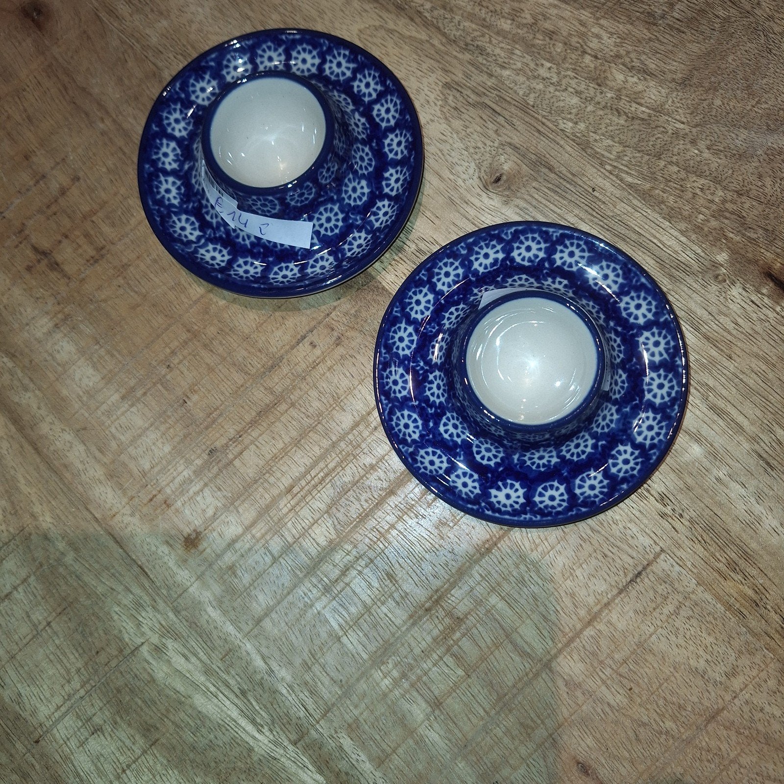 Eierdopjes plat Lace Bunzlau Castle Pools keramiek-nieuw, Overige merken, Keramiek, Overige typen, Nieuw