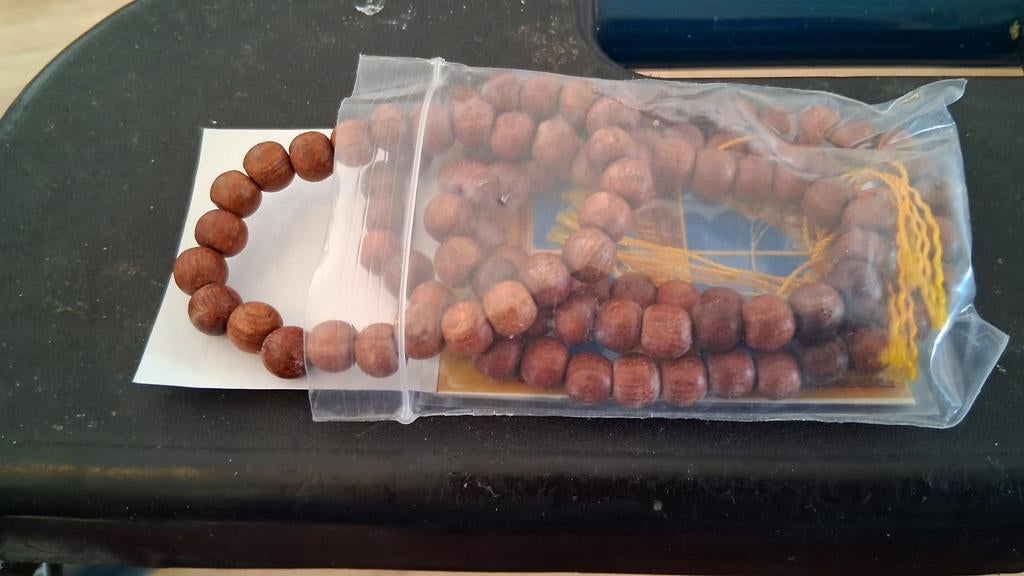 Mala gebedsketting van hout, Bruin, Verzenden, Nieuw, Met bedels of kralen