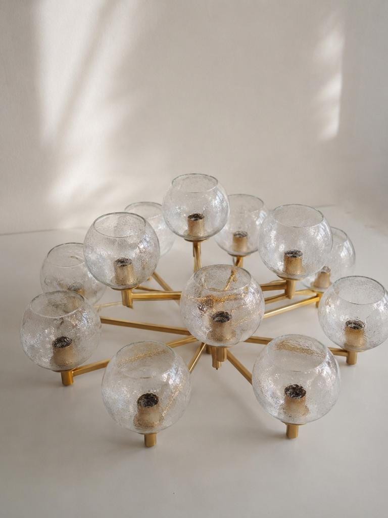 Kaiser leuchten design kroonluchter met 12 handgeblazen boll, Ophalen, Hollywood regency, DeVintagerie, Hoofdstraat 70 Terborg