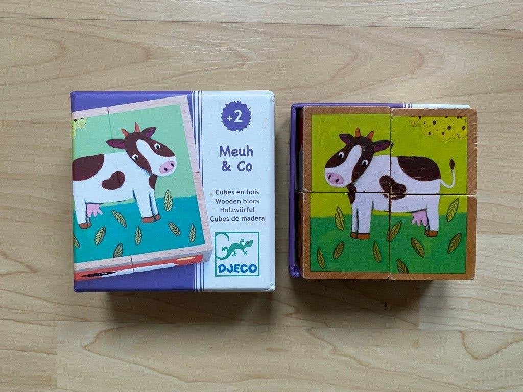 Djeco blokpuzzel houten, Ophalen of Verzenden, Gebruikt